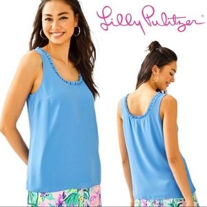 Lilly Pulitzer Carlene Ruffle Tank in Zanzibar Blue Size XL